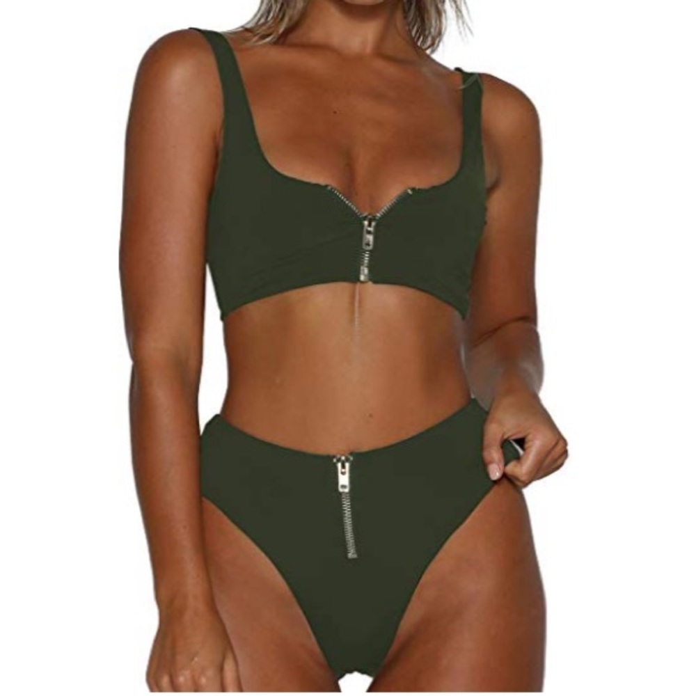 SOLD — High waisted Zip Up Bikini